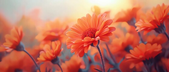 A vibrant orange flower blooms in a soft, dreamy garden setting, perfect for nature lovers and floral enthusiasts.