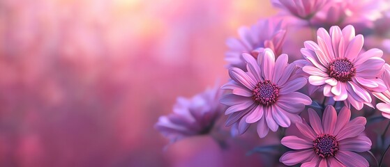 Obraz premium Beautiful purple flowers bloom softly, creating a serene and calming atmosphere perfect for nature lovers and artistic projects.