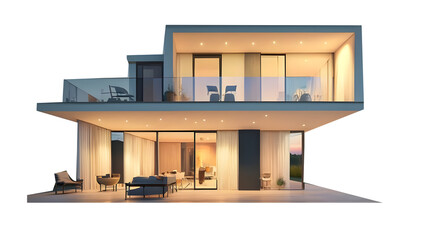 Modern house with a window  Isolated on a white transparent background