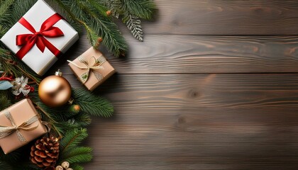 Festive Christmas decorated background mockup