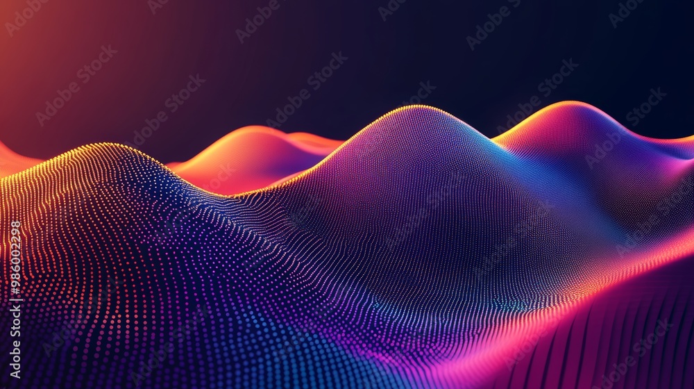 Poster abstract geometric design with a trendy mosaic of dots and vibrant color gradient in shades of orang