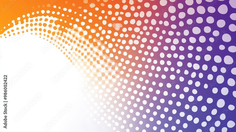 Poster abstract geometric design with a trendy mosaic of dots and vibrant color gradient in shades of orang