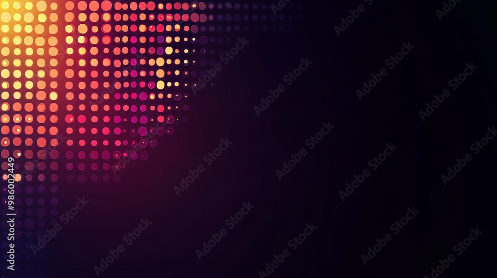Poster abstract geometric design with a trendy mosaic of dots and vibrant color gradient in shades of orang