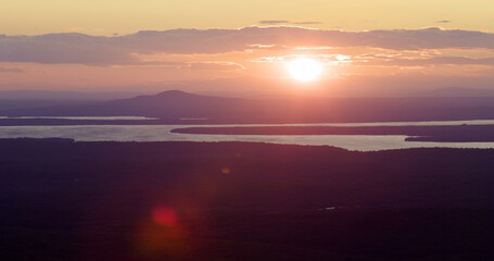 View From the Summit of Cadillac Mountain in Bar Harbor Maine at Sunset 