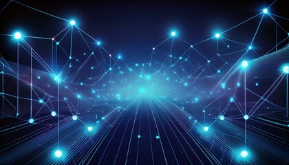 Futuristic network connecting dots - Computer generated abstract background