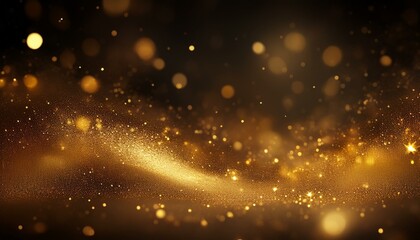 Obraz premium Gold glitter shimmer dust shiny lights particles dark abstract background