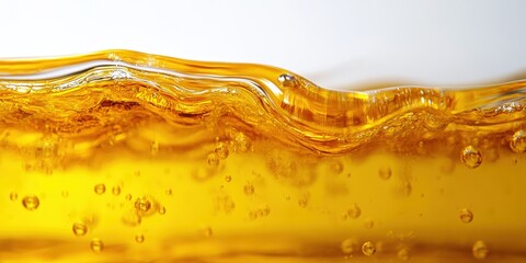 Yellow Oil Flowing on White Background