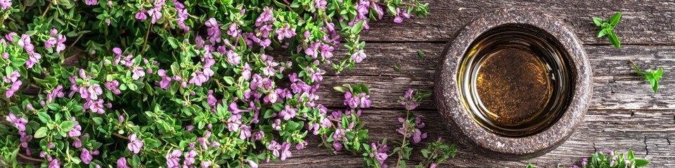 cumin essential oil and mortar. Selective focus