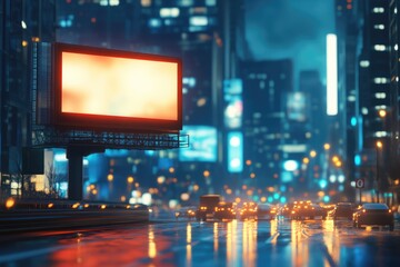 mockup of a billboard on a modern city street, with copy space, for your text and product advertising