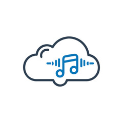 Cloud with music note icon, Music streaming service icon