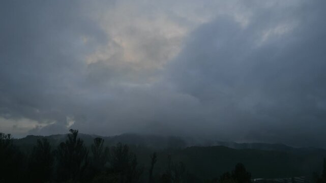 4K Time lapse of running clouds and mist over Fern Hills Ooty TamilNadu India