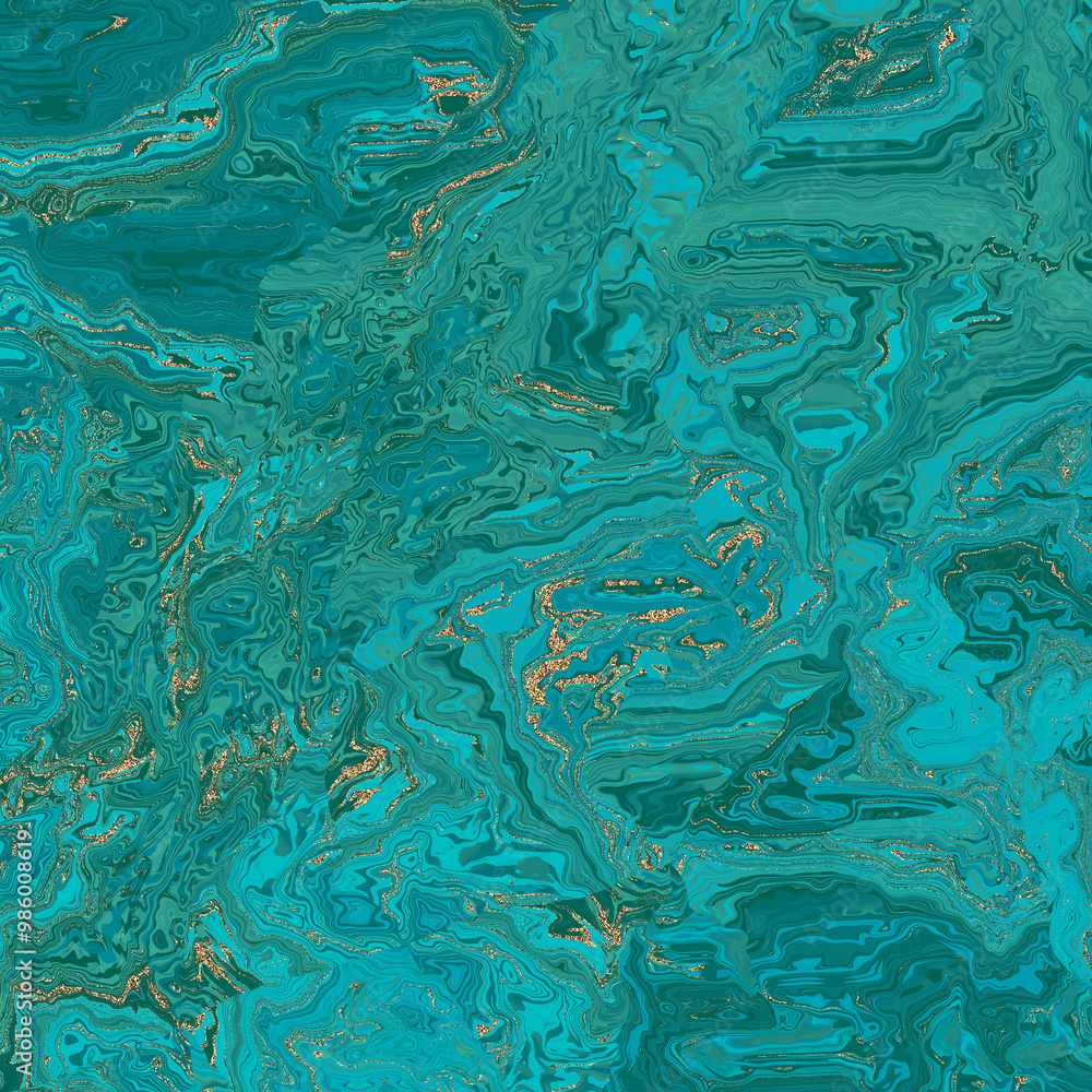 Aufkleber malachite marble texture. fractal digital art background. high resolution. green marble texture with