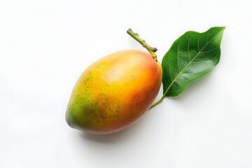 Ripe mango fruit on white background