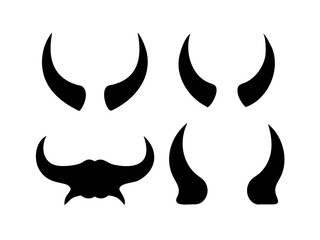 cow vector, cow head logo, black bull horn silhouette in different styles