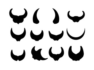 cow vector, cow head logo, black bull horn silhouette in different styles