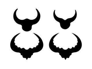 cow vector, cow head logo, black bull horn silhouette in different styles