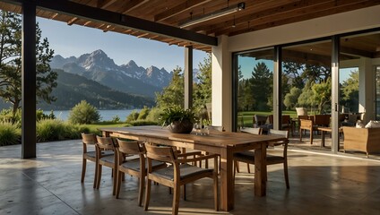 Outdoor dining area with scenic views.