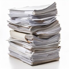 pile of documents on white background