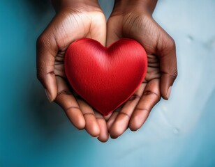 Fototapeta premium Red heart in human hands