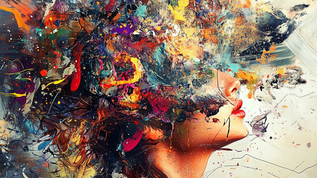Multi Colored Abstract Paint Splatter Illusion
