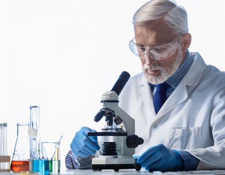 Senior male researcher carrying out scientific research in a lab
