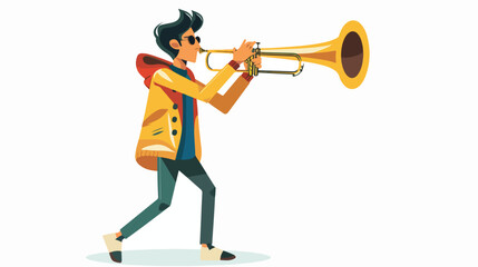 Trumpet Announcement by Man in Flat Vector Isolated Illustration