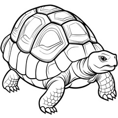 Smoothly Curved Tortoise  A Line Art Vector Emphasizing Steadiness