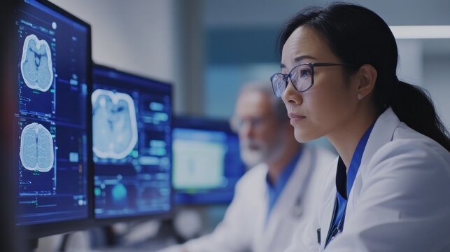 Doctors using advanced medical technology to monitor and care for patients in real-time, improving outcomes and streamlining care processes,