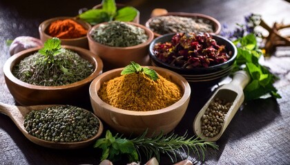 Various herbs and spices