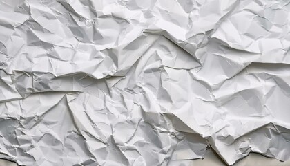 Obraz premium White blank crumpled paper texture background creased old poster texture backdrop surface empty for text