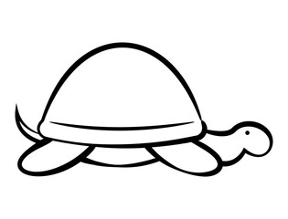 Tortoise cartoon characters walking slow. Best for icon, logo, outline, and coloring book with animal themes for kids