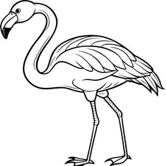 Elegant One Legged Flamingo Curved Line Art Vector Design