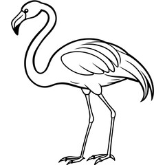 Elegant One Legged Flamingo Curved Line Art Vector Design