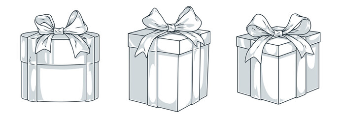 Christmas gifts set stickers monochrome