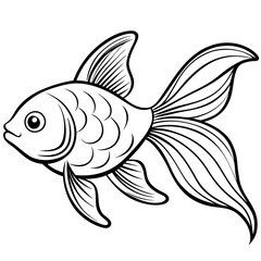 Charming Minimalist Goldfish Elegant Line Art Vector