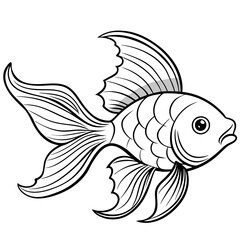 Charming Minimalist Goldfish Elegant Line Art Vector