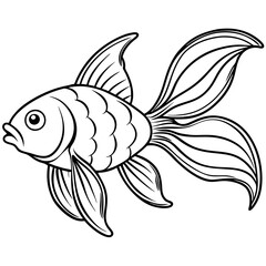 Charming Minimalist Goldfish Elegant Line Art Vector