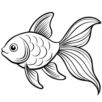 recommend clip art: Charming Minimalist Goldfish Elegant Line Art Vector
