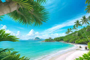 Beautiful landscapes of paradisiacal beaches with blue waters of beautiful oceans, palm trees, mountains complete the paradisiacal scenery.