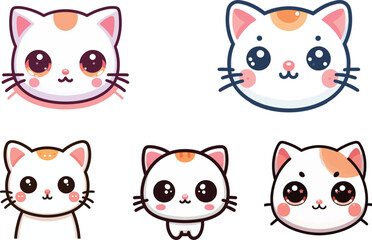 set of funny cute cartoon cats vector illustration