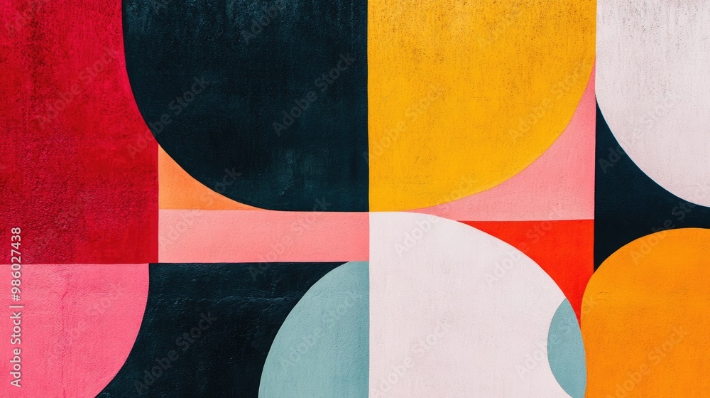 Poster minimalist abstract art with bold, contrasting color blocks. minimal background