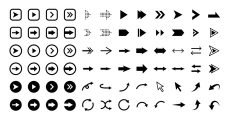 Set of black simple arrows
