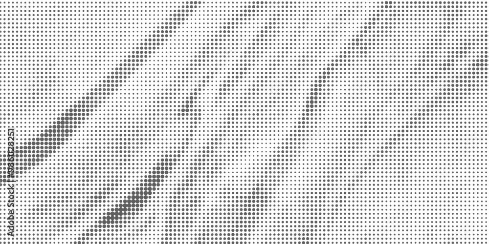 Poster abstract halftone background with wavy surface made of gray dots on white