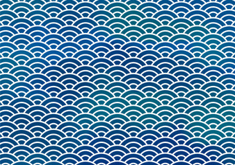 Japanese pattern "Qinghai wave" watercolor style