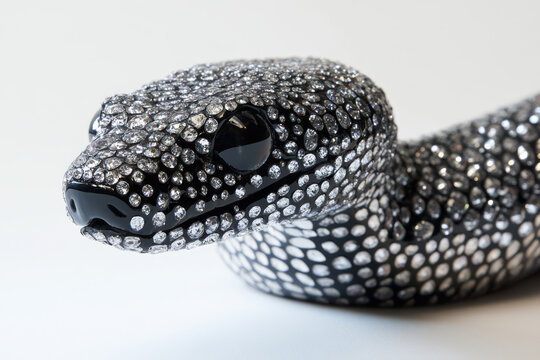 Snake black head with rhinestones and diamonds