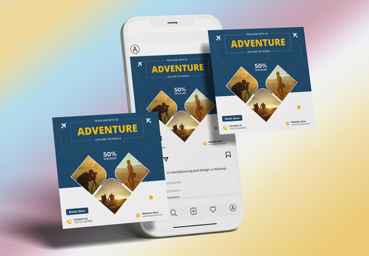 Adventure Travel Business Promotion Social Media Post Layout