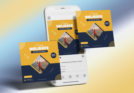 Holidays Tours and Travels Advertising Social Media Post Template