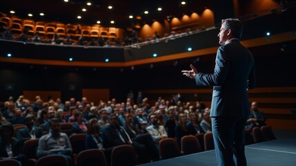speaker speech in front of the audience people listeners