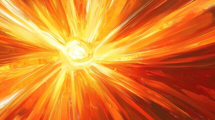 Obraz premium Dynamic Radiance: A Stunning Poster of Glowing Lines and Sunburst in Warm Orange and Yellow, Perfect for Energizing Sports Interiors and Modern Spaces