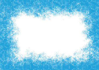 Snow and ice winter frame, distressed, retro, light blue